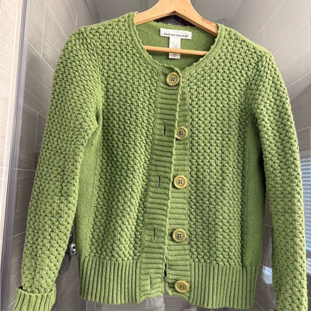 Jones New York Olive Cardigan Sweater